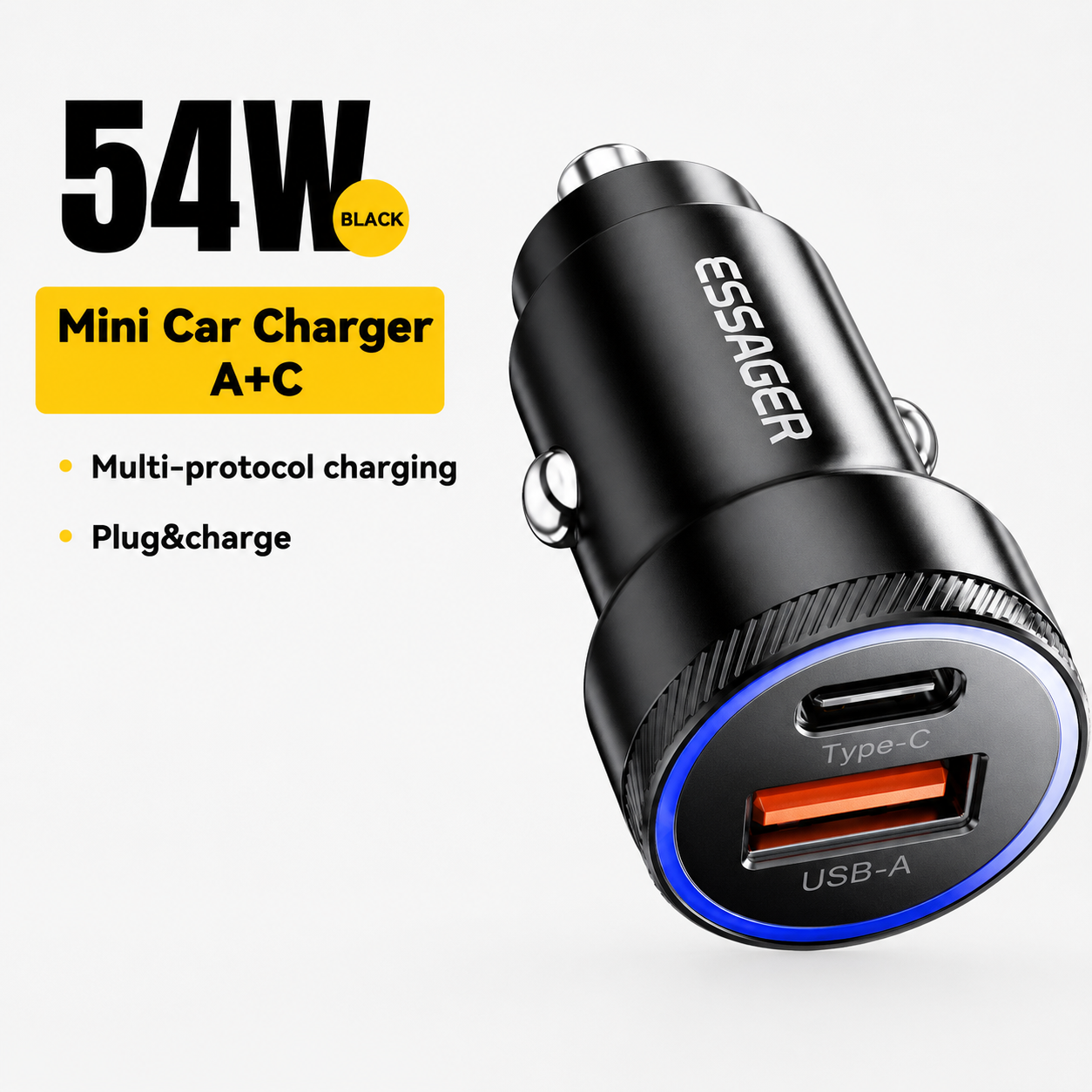 54W Mini Car Charger black